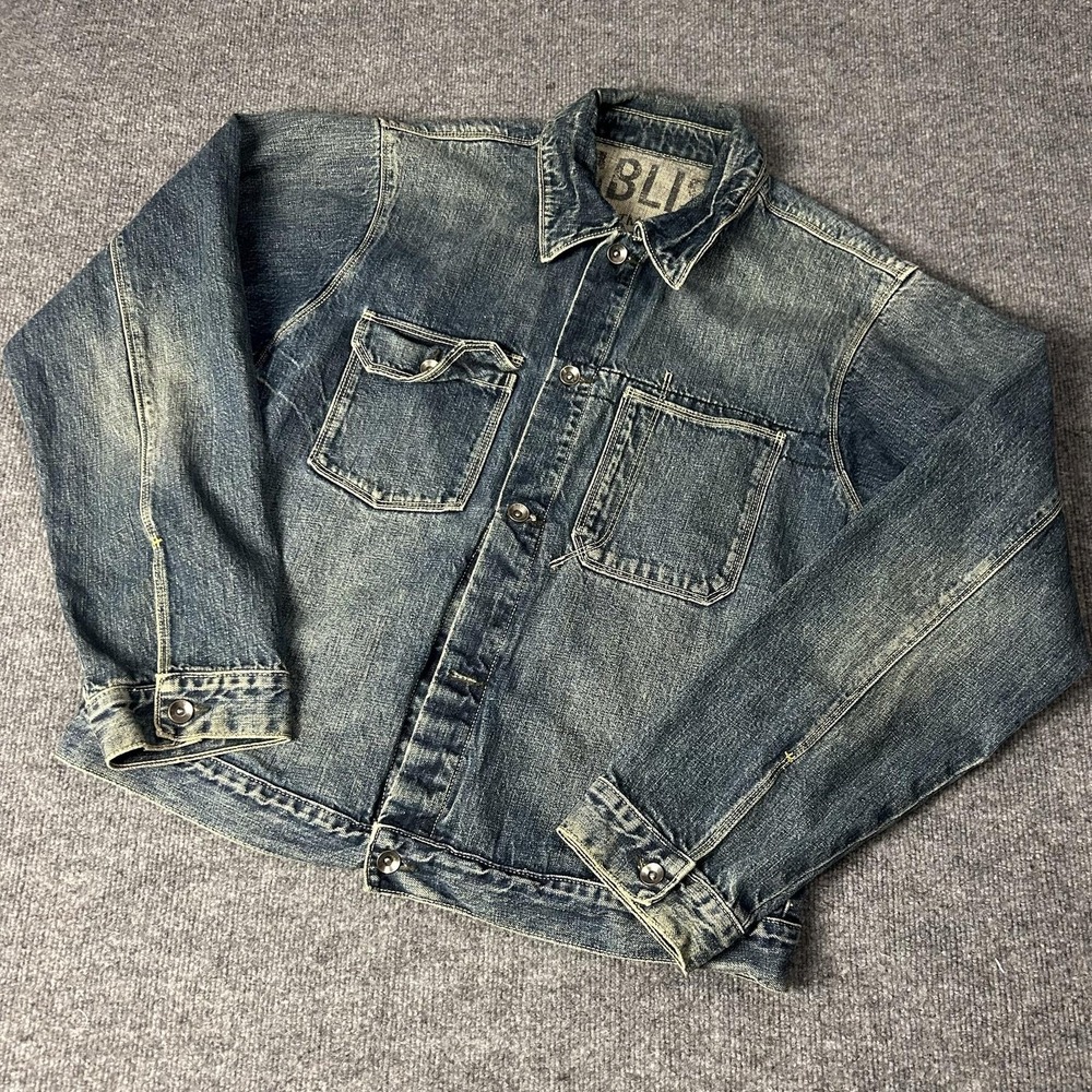 Gap Jacket Mens large Blue Denim Bomber Trucker Button Front 1969 07 Macau